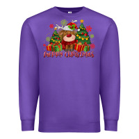 Purple merry christmas reindeer Premium Sweatshirt - MaliasSmallBusiness