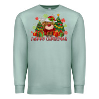 Seafoam merry christmas reindeer Premium Sweatshirt - MaliasSmallBusiness