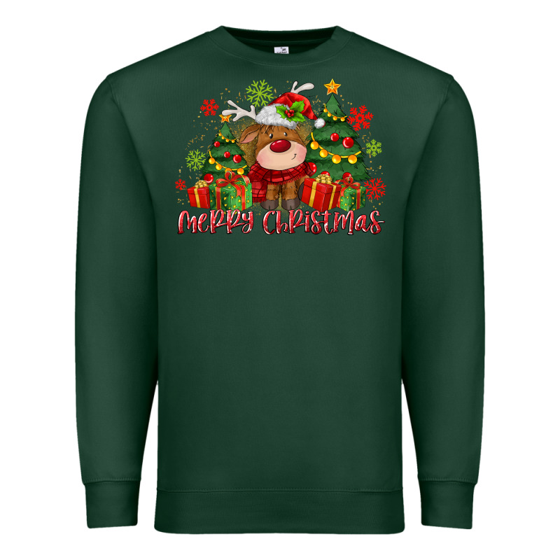 Merry Christmas Reindeer Premium Sweatshirt by MaliasSmallBusiness | Teevron