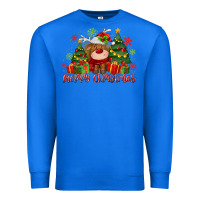 True Royal merry christmas reindeer Premium Sweatshirt - MaliasSmallBusiness