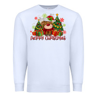 White merry christmas reindeer Premium Sweatshirt - MaliasSmallBusiness