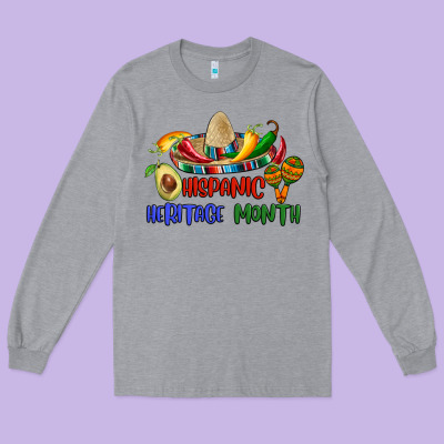 Hispanic Heritage Month Long Sleeve Tee Designed By Bundleandbundleshop