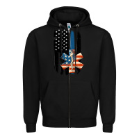 Black ems american flag Zipper Hoodie - MaliasSmallBusiness