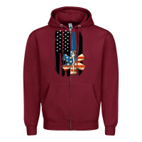 Burgundy ems american flag Zipper Hoodie - MaliasSmallBusiness