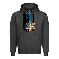 Charcoal Heather ems american flag Zipper Hoodie - MaliasSmallBusiness