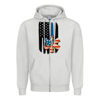 Dove Grey ems american flag Zipper Hoodie - MaliasSmallBusiness