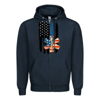 Navy ems american flag Zipper Hoodie - MaliasSmallBusiness