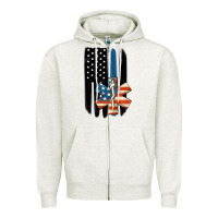 Oatmeal Heather ems american flag Zipper Hoodie - MaliasSmallBusiness