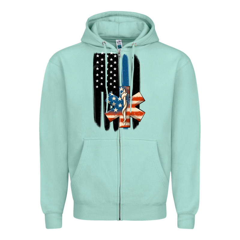 Ems American Flag Zipper Hoodie by MaliasSmallBusiness | Teevron