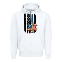White ems american flag Zipper Hoodie - MaliasSmallBusiness