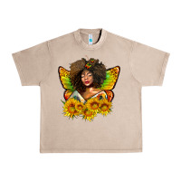 Butterfly Afro Woman Juneteenth Urban Heavy Tee | Teevron