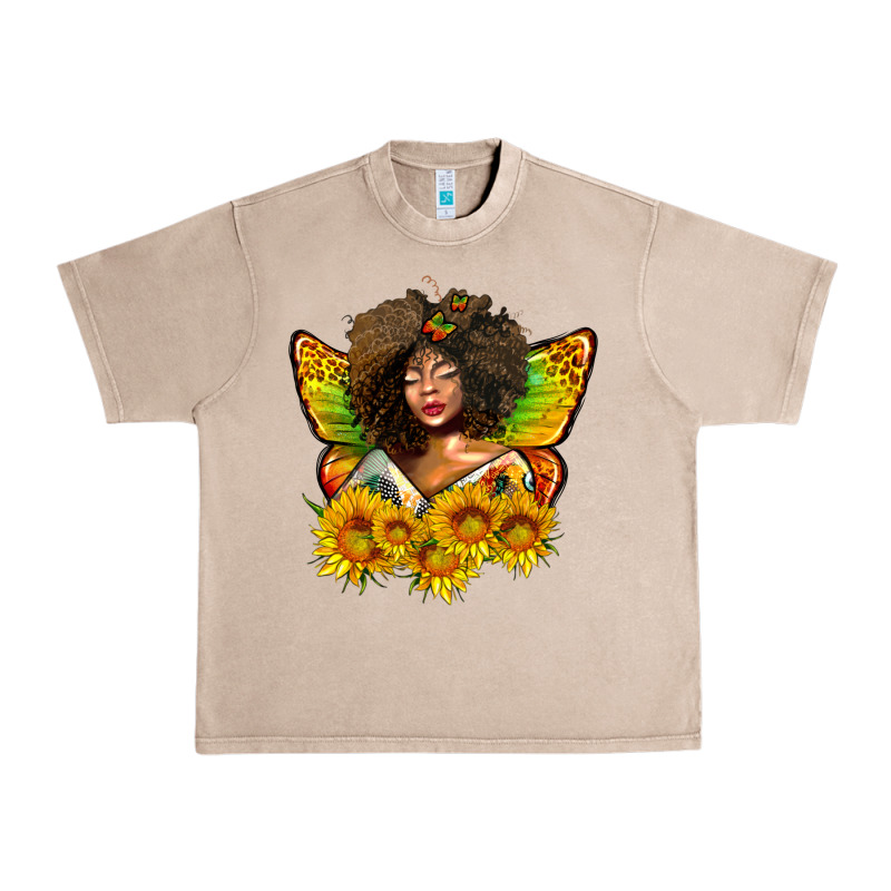 Butterfly Afro Woman Juneteenth Urban Heavy Tee by AdoDesignShop | Teevron