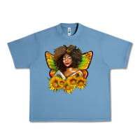 Pebble Blue butterfly afro woman juneteenth Urban Heavy Tee - AdoDesignShop