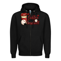 Black i run on coffee and baseball Zipper Hoodie - MaliasSmallBusiness