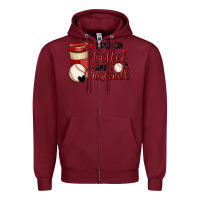 Burgundy i run on coffee and baseball Zipper Hoodie - MaliasSmallBusiness