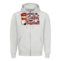 Dove Grey i run on coffee and baseball Zipper Hoodie - MaliasSmallBusiness