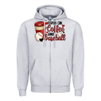 Heather Grey i run on coffee and baseball Zipper Hoodie - MaliasSmallBusiness