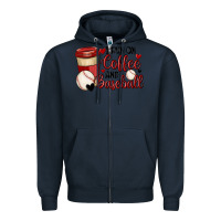 Navy i run on coffee and baseball Zipper Hoodie - MaliasSmallBusiness
