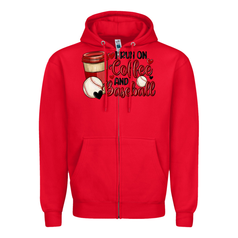 I Run On Coffee And Baseball Zipper Hoodie by MaliasSmallBusiness | Teevron
