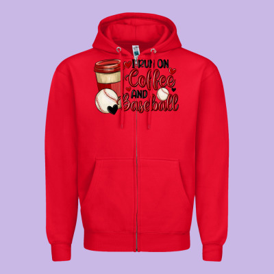 I Run On Coffee And Baseball Zipper Hoodie Designed By Maliassmallbusiness