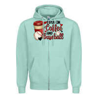 Seafoam i run on coffee and baseball Zipper Hoodie - MaliasSmallBusiness