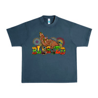 Midnight Navy blessed afro woman hands Urban Heavy Tee - AdoDesignShop