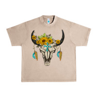 French Oak bull skull western Urban Heavy Tee - BarkalooDesign
