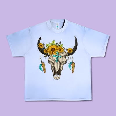 Bull Skull Western Urban Heavy Tee Designed By Barkaloodesign