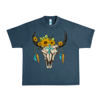 Midnight Navy bull skull western Urban Heavy Tee - BarkalooDesign