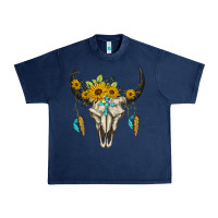 Navy bull skull western Urban Heavy Tee - BarkalooDesign