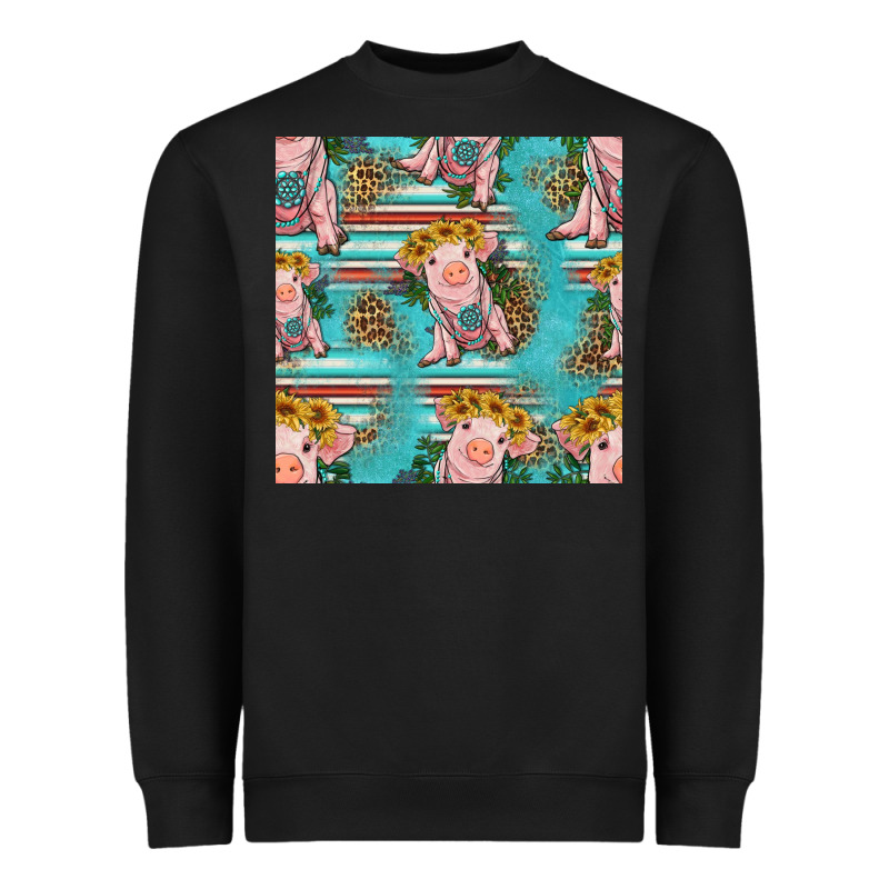 Turquoise Baby Pig Seamless Pattern Heavyweight Sweatshirt by HRA Design Shop | Teevron