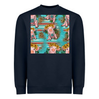 Navy turquoise baby pig seamless pattern Heavyweight Sweatshirt - HRA Design Shop
