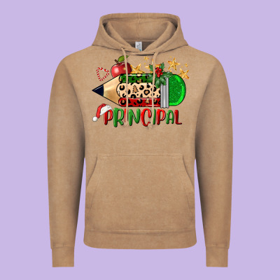 Christmas Principal Pencil Vintage Hoodie Designed By Fadigitalartstudio