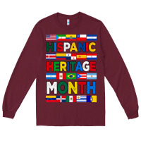 Burgundy hispanic haritage month flags Long Sleeve Tee - BundleAndBundleShop