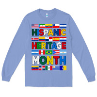Colony Blue hispanic haritage month flags Long Sleeve Tee - BundleAndBundleShop