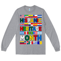 Heather Grey hispanic haritage month flags Long Sleeve Tee - BundleAndBundleShop