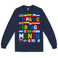 Navy hispanic haritage month flags Long Sleeve Tee - BundleAndBundleShop