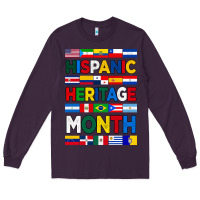 Plum hispanic haritage month flags Long Sleeve Tee - BundleAndBundleShop