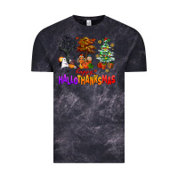 Cloud Black happy hallothanksmas trees Vintage Tee - AdoDesignShop