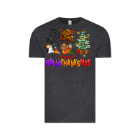 Vintage Black happy hallothanksmas trees Vintage Tee - AdoDesignShop