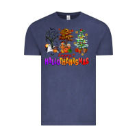 Vintage Denim happy hallothanksmas trees Vintage Tee - AdoDesignShop