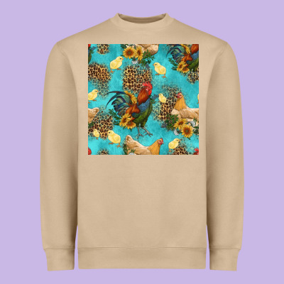 Poultry Animals Seamless Pattern Heavyweight Sweatshirt Designed By Hra Design Shop