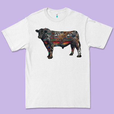 Black Angus Bull With Western Patterns Premium Tee Designed By Ranaportraitstore