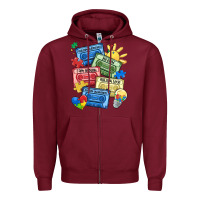 Burgundy autism cassette tapes Zipper Hoodie - MaliasSmallBusiness