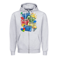 Heather Grey autism cassette tapes Zipper Hoodie - MaliasSmallBusiness
