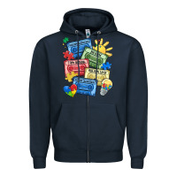 Navy autism cassette tapes Zipper Hoodie - MaliasSmallBusiness
