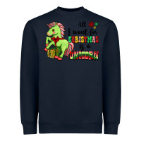 Navy All I Want For Christmas Is A Unicorn Heavyweight Sweatshirt - FaDigitalArtStudio