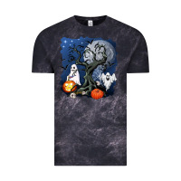 Cloud Black halloween tree and ghosts Vintage Tee - AdoDesignShop