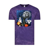 Cloud Purple halloween tree and ghosts Vintage Tee - AdoDesignShop