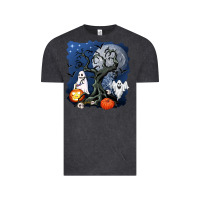 Vintage Black halloween tree and ghosts Vintage Tee - AdoDesignShop